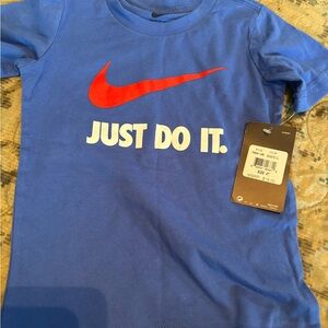 Nike Kids Blue Tee with Red Swoosh NWT